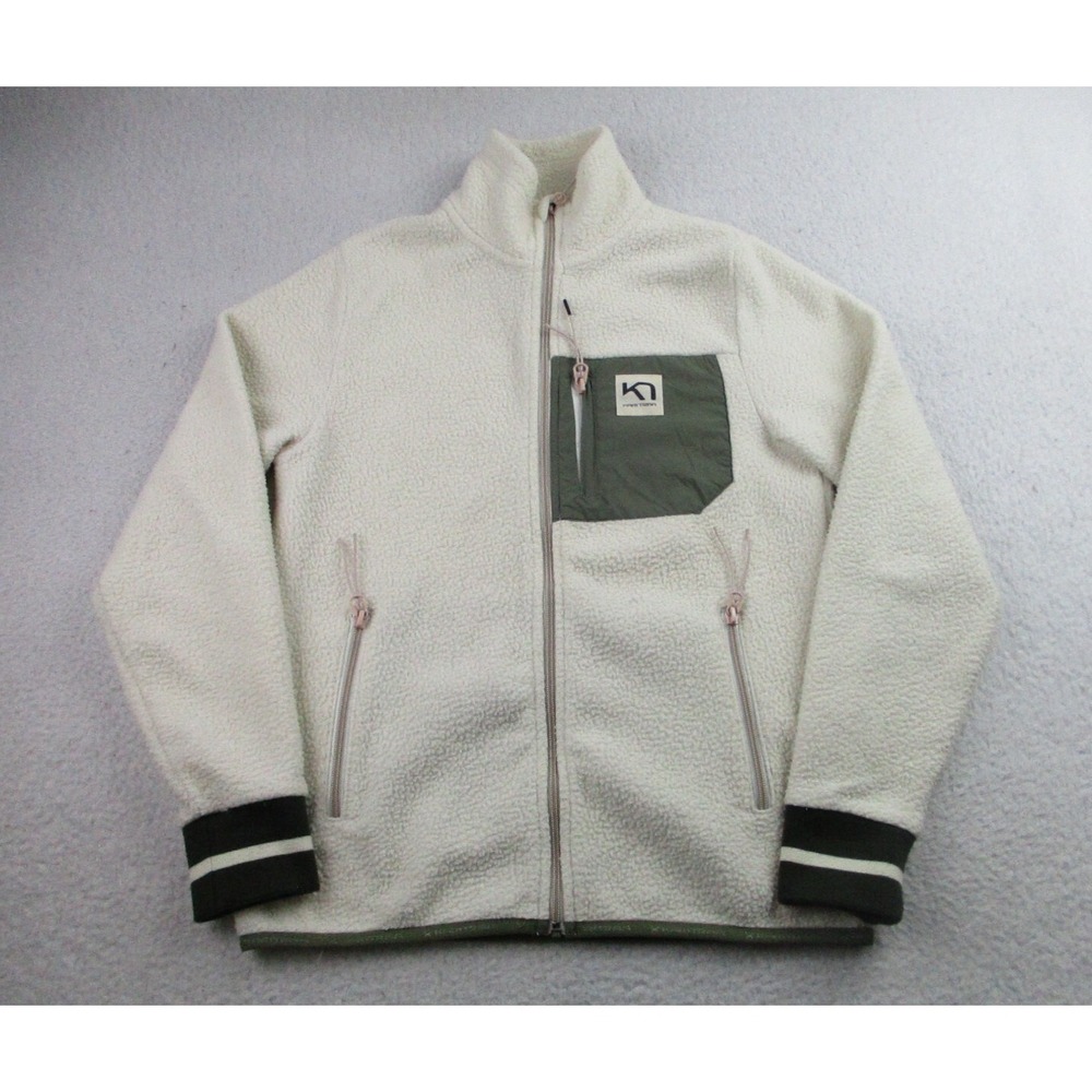 Kari Traa Rothe Midlayer Fleece Jacket Womens XS Ivory Green Full Zip Outdoor